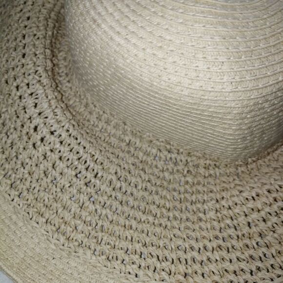 𝅺SARAJANE Light Beige Cottagecore Summer Floppy Style Paper Straw Hat - Picture 2 of 7